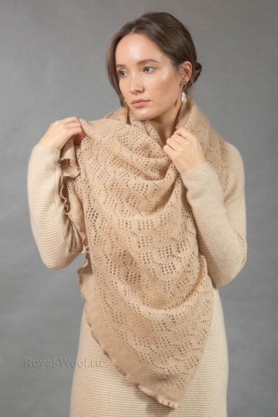 Ажурный платок из пуха верблюжонка 113-6-UL