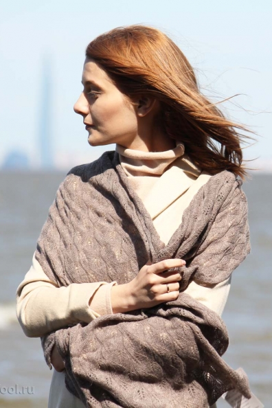 Ажурный палантин из монгольской шерсти арт. 490-1-2МТ