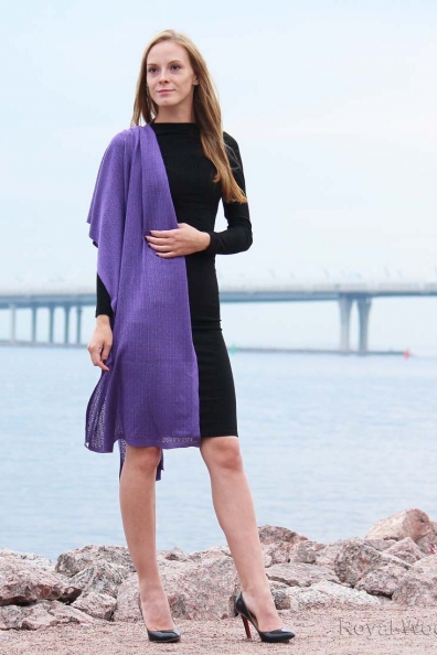 Ажурный палантин кашемир-шелк сиреневый 1141-3-4