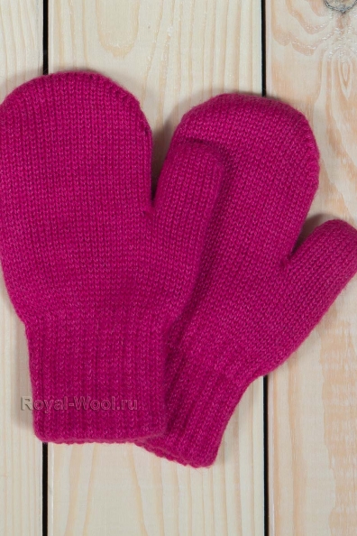 Детские варежки из шерсти ягнят фуксия 107-9-2