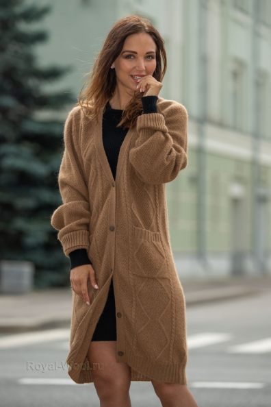 Длинный шерстяной кардиган арт.192-44