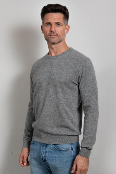 Кашемировый джемпер серый мужской 713-E-2