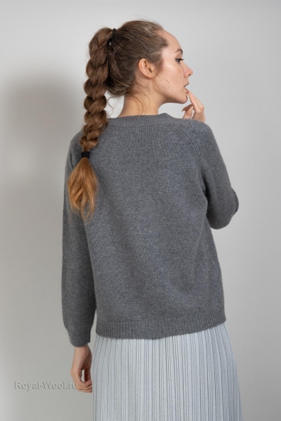 Кардиган кашемир серый на пуговицах 801-1M-1