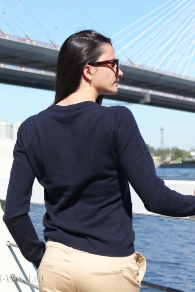 Джемпер женский из кашемира синий 703-2G