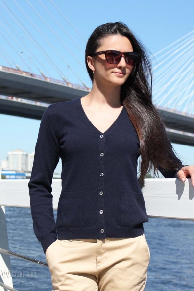 Джемпер женский из кашемира синий 703-2G