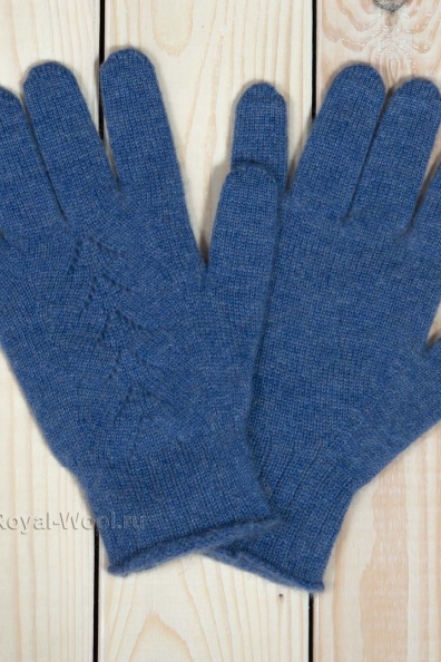 Кашемировые голубые перчатки 106-7-1