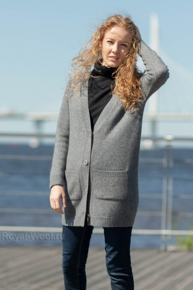 Кардиган жакет из кашемира серый 712-G-2