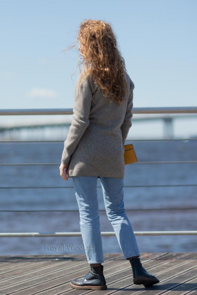 Кардиган серый легкий на поясе 1921-70M