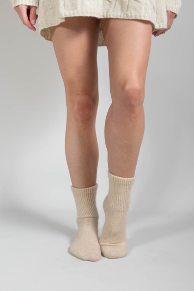 Кашемировые носки теплые светло-бежевые 112
