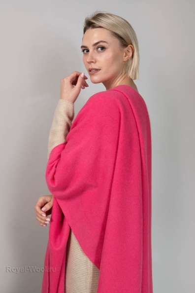 Палантин кашемировый с кистями цвета фуксия 154-5-14