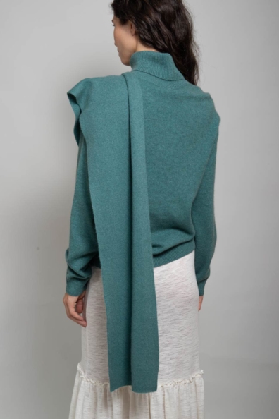 Сине-зеленый кашемировый шарф 760-18