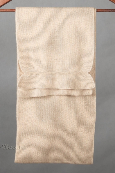 Трикотажный бежевый кашемировый шарф 196-2-UL