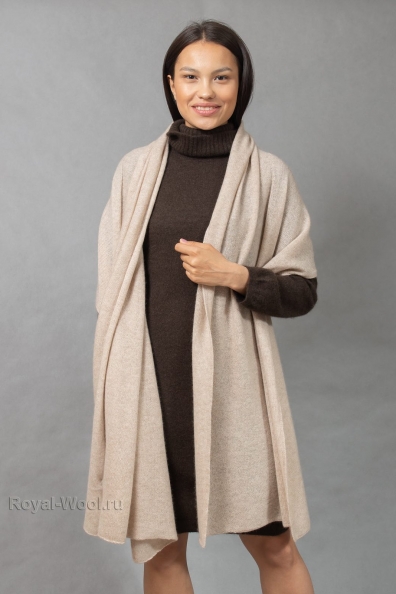 Женский светло-бежевый палантин из кашемира арт.154-3G-6