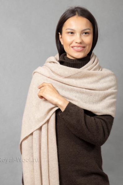 Женский светло-бежевый палантин из кашемира арт.154-3G-6