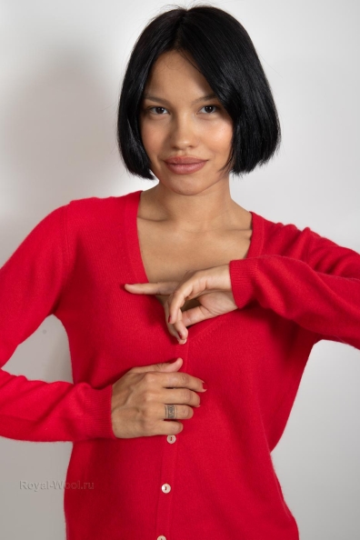 Кашемировый красный женский джемпер 703-2G-1