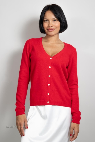 Кашемировый красный женский джемпер 703-2G-1