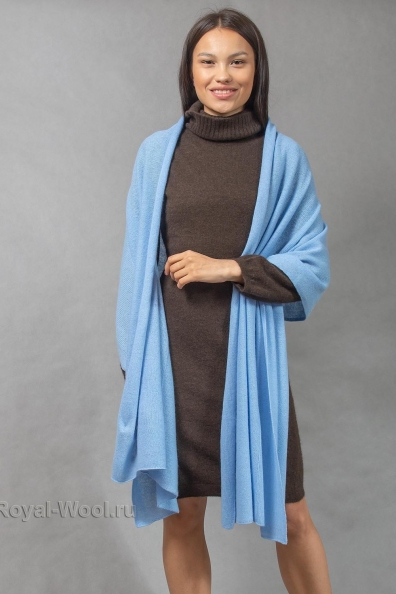 Kашемировый голубой палантин 154-3G-11