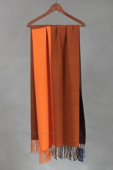 Оранжевый палантин двусторонний кашемир 154-5-15