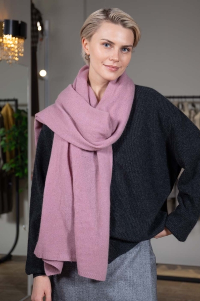 Палантин кашемировый трикотажный пыльная роза 154-3G-13