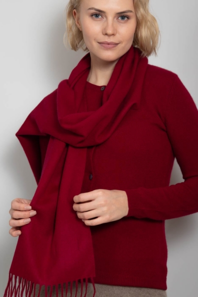 Бордовый шарф тканый кашемировый 760-20