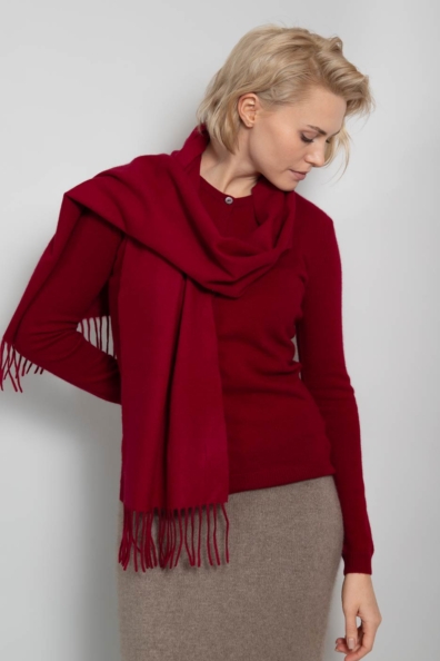 Бордовый шарф тканый кашемировый 760-20