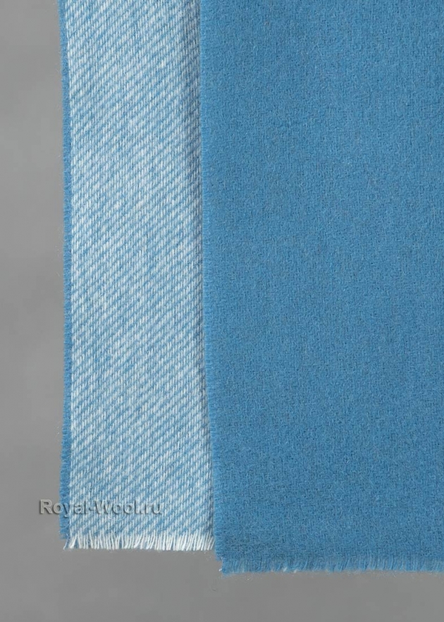 Кашемировый шарф голубой двусторонний