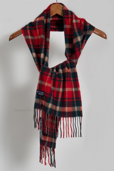 Красный мужской шарф в клетку с кистями 760-21-M