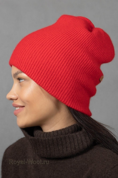 Красная шапка из кашемира 750-4-6