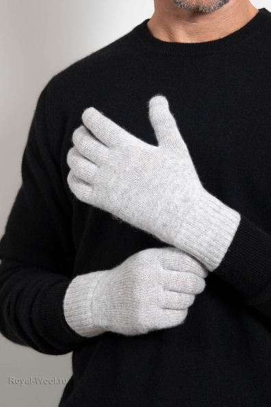 Мужские перчатки из кашемира серые 106-7-5Кн
