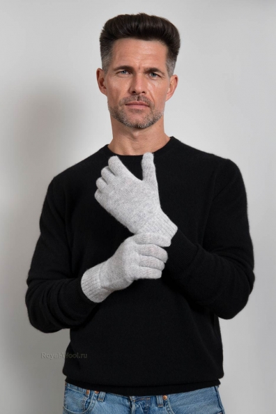 Мужские перчатки из кашемира серые 106-7-5Кн