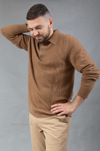 Мужской джемпер с узором верблюжья шерсть 191-BB-6
