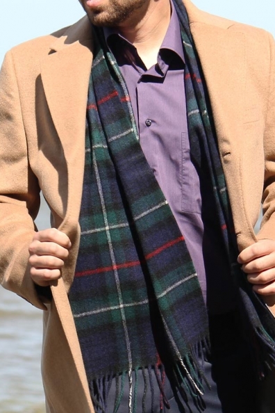 Мужской шарф сине-зеленый кашемир 760-39