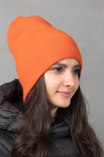 Оранжевая шапка из кашемира 750-4-10