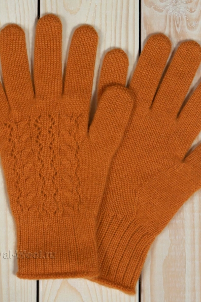 Оранжевые женские перчатки из кашемира 106-7-5