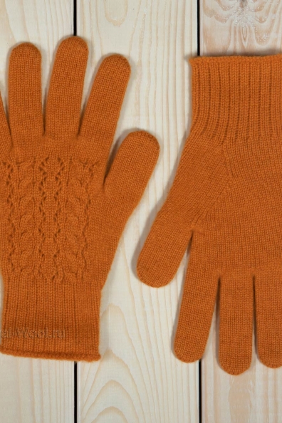 Оранжевые женские перчатки из кашемира 106-7-5