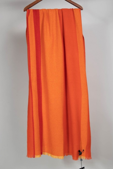 Красно-оранжевый палантин из кашемира 154-3G-9