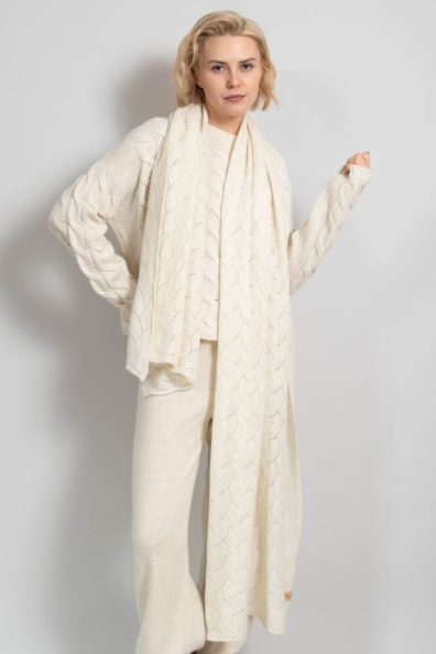 Палантин ажурный белый 490-1-5MT