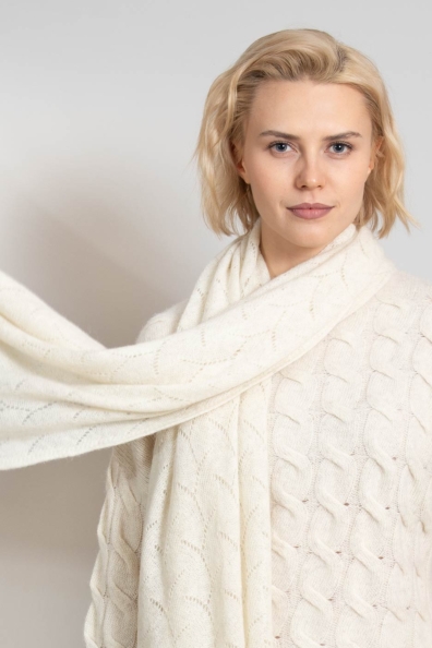 Палантин ажурный белый 490-1-5MT