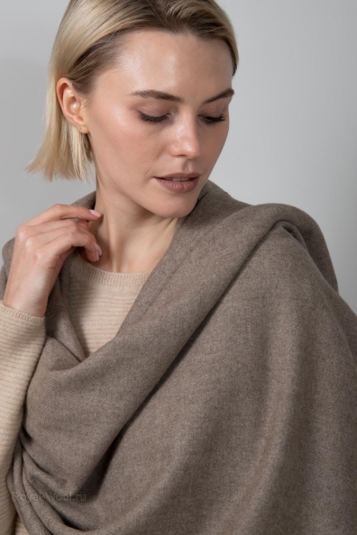Палантин кашемир бежевый однотонный 154-5-3