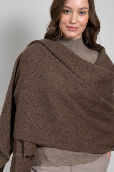 Теплый ажурный палантин-шаль из пуха яка 1131-5