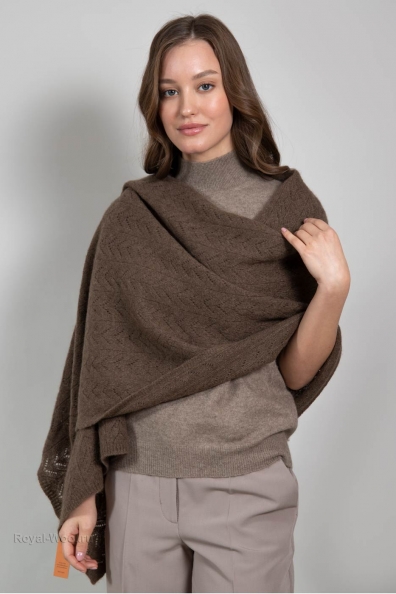 Теплый ажурный палантин-шаль из пуха яка 1131-5