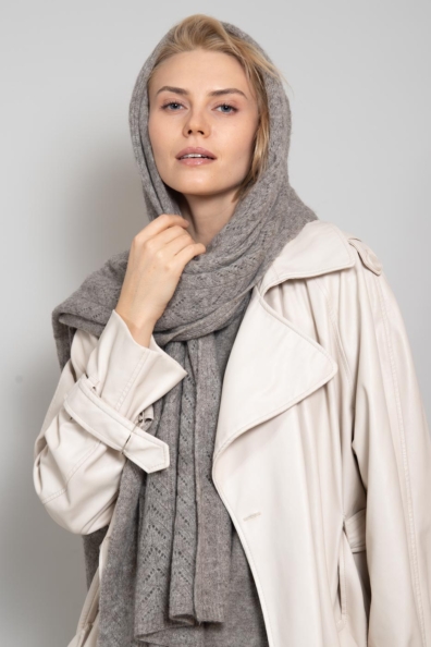 Ажурный зимний палантин из пуха яка 1131-6