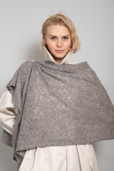 Ажурный зимний палантин из пуха яка 1131-6