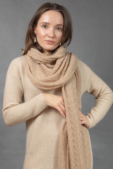 Ажурный палантин из верблюжьей шерсти 113-6