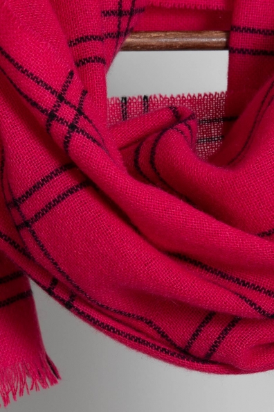 Кашемировый красный малиновый палантин 154-3G-3