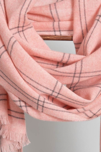 Длинный палантин кашемир бледно-розовый 154-3G-8
