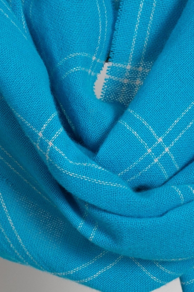 Кашемировый голубой лазурный палантин 154-3G-2