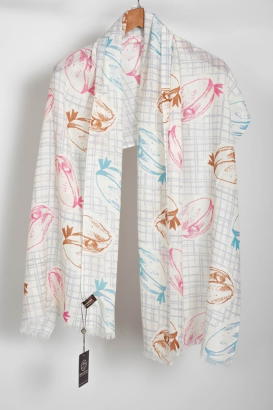 Женский палантин с принтом из тонкой шерсти 490-7МТ