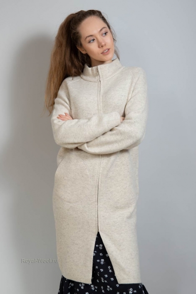 Пальто белое женское на молнии 1921-96-NF