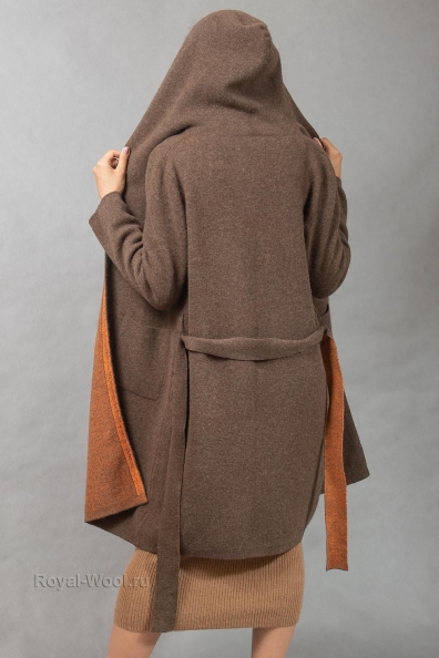 Трикотажное пальто двустороннее с капюшоном 1921-95-NF